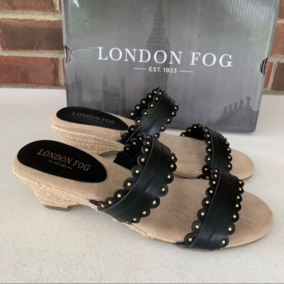 London Fog Shoes London Fog Kay Black Slide Wedge Sandals Womens Poshmark